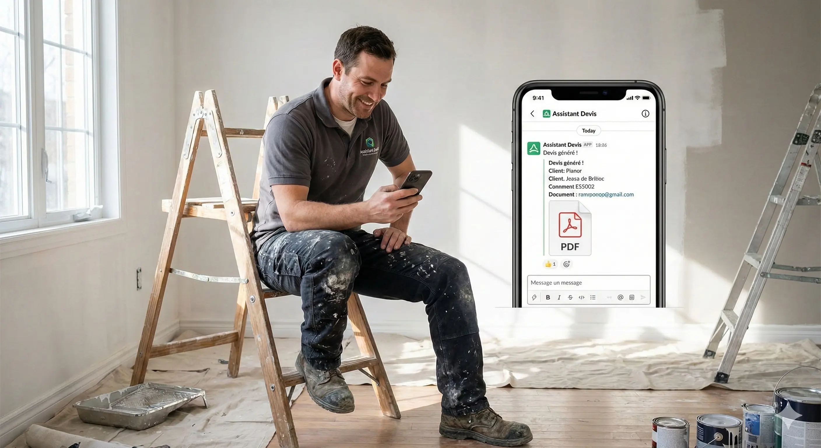 Artisan generant un devis avec Agent Devis